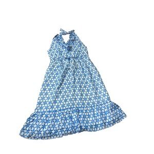 Lilly Pulitzer Dexter‎ Dress Blue Starfruit Ruffle Halter Silk Blend Size 12